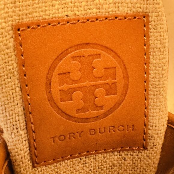 Tory Burch Sandals Womens 7.5 Beige Linen Espadrille Platform Wedge Tassel Shoes - Picture 9 of 11